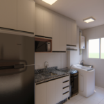 Projeto de armários de cozinha e lavanderia em branco