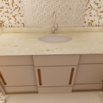 PROJETO DE GABINETE DE BANHEIRO COM 03 PORTAS DE CORRER COM DETALHE CAVA 1,44m - 03.0014