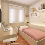 Projeto de quarto de solteiro feminino