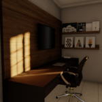 Projeto de bancada com painel de tv