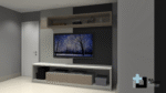 PROJETO DE HOME PAINEL DE TV BEGE E PRETO COM RACK RIPADO PARA SALA 2,50m - 03.0018 - Imagem 3