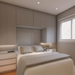 Projeto de guarda-roupa com cama de casal embutida