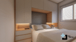 PROJETO DE QUARTO COM CAMA DE CASAL EMBUTIDA NO GUARDA-ROUPA 2,75 x 2,85 m - 02.0031 - Imagem 2