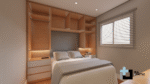 PROJETO DE QUARTO COM CAMA DE CASAL EMBUTIDA NO GUARDA-ROUPA 2,75 x 2,85 m - 02.0031 - Imagem 9