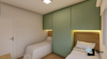 PROJETO DE QUARTO VERDE COM 02 CAMAS EMBUTIDAS NO GUARDA ROUPA E CABECEIRA EM FREIJÓ 3,14 x 3,16 - 02.0037 - Imagem 5