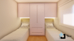 PROJETO DE QUARTO FEMININO ROSA, CINZA, E OASIS, PARA 02 CAMAS EMBUTIDAS NO GUARDA ROUPA 3,14 X 3,16 - 02.0065 - Imagem 9