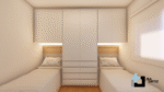 PROJETO DE QUARTO BRANCO E CARVALHO IBIZA PARA 02 CAMAS EMBUTIDAS NO GUARDA ROUPA 3,14 X 3,16 - 02.0056 - Imagem 8