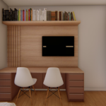 Projeto de bancada com 02 gaveteiros e painel de tv