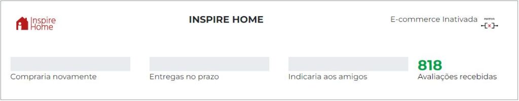 Ebit Inspire Home, reputação da loja online pela avaliação dos seus consumidores.