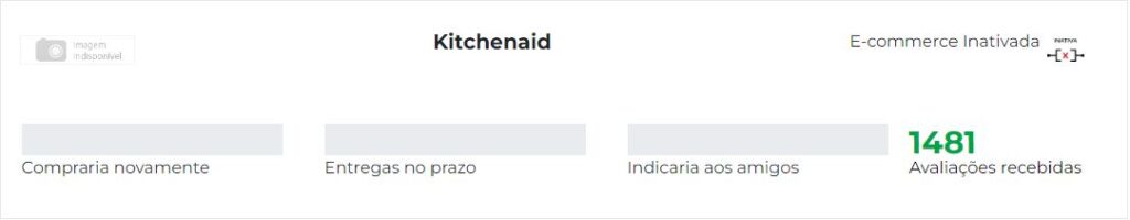 Ebit KitchenAid, reputação da loja pela avaliação dos seus consumidores.