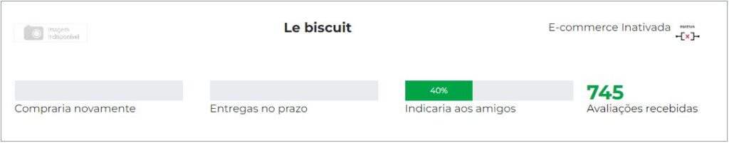 Ebit Le Biscuit, reputação da loja online pela avaliação dos seus consumidores.