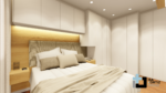 PROJETO DE QUARTO CASAL COM GUARDA ROUPA DE CANTO BRANCO 2,50 X 4,30 - 02.0029