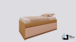 Projeto de Cama de Solteiro 03 Gavetões com Estrutura em MDF Amadeirado e Frentes das Gavetas na Cor Rosa 1,936 x 0,625 x 0,946m - 03.0113
